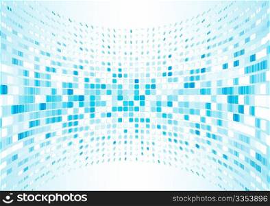 Vector illustration of organic semicircle surface made of blue squares