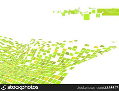 Vector illustration of organic wave surface made of green squares