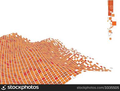 Vector illustration of organic wave surface made of orange squares