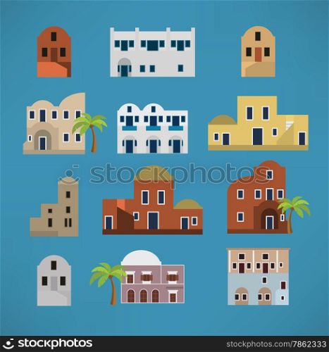 Vector illustration of oriental houses