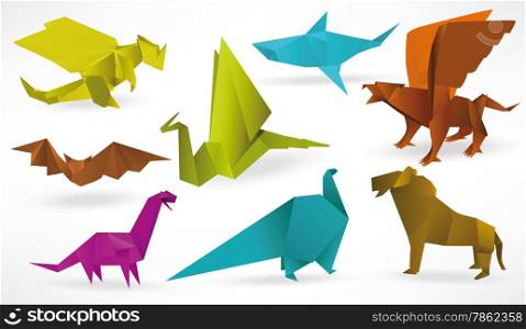 Vector illustration of origami animals