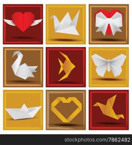 Vector illustration of origami symbols