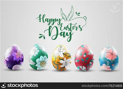 Vector illustration of Ornamental easter eggs collection