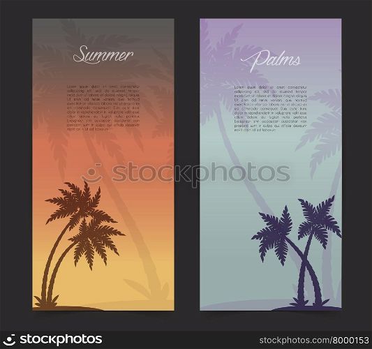 Vector illustration of Palms silhouettes card background