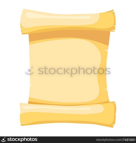Vector illustration of papyrus on a white background. Isolated object. Cartoon style. Abstract yellow papyrus, a roll of parchment