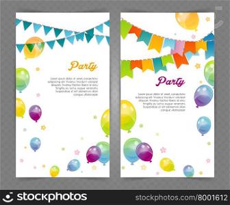 Vector illustration of Party banners with flags and ballons