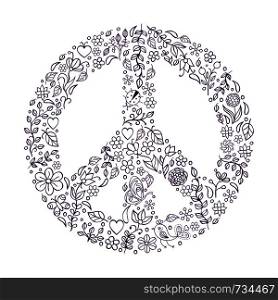 Vector illustration of peace symbol on white background