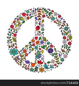 Vector illustration of peace symbol on white background