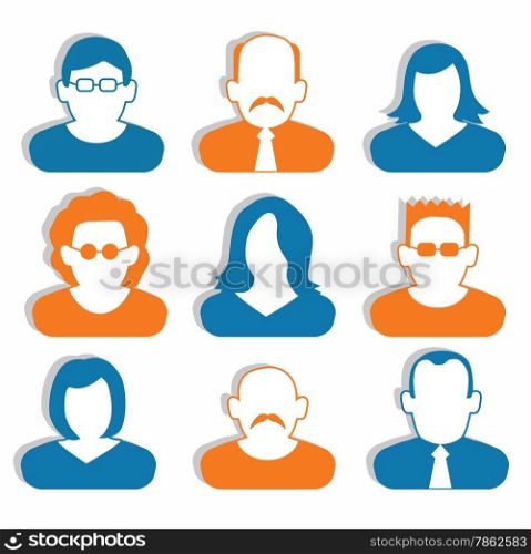 Vector illustration of people social icons (blue and orange)