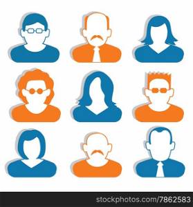 Vector illustration of people social icons (blue and orange)