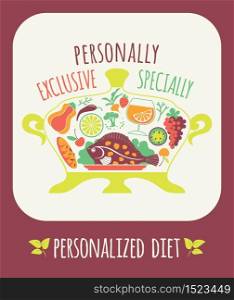 Vector illustration of Personalized diet. Elements for design. Vector illustration of Personalized diet.