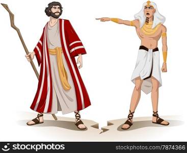 Vector illustration of Pharaoh sending Moses away.&#xA;