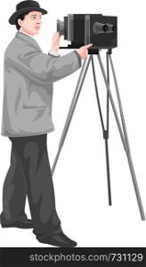 Vector illustration of photographer with camera.