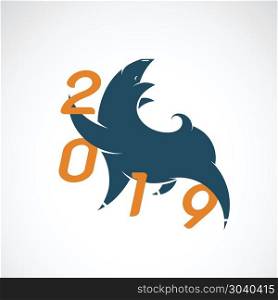 Vector illustration of pig design, 2019 new year card, Year of t. Vector illustration of pig design, 2019 new year card, Year of the pig. Design for greeting cards. banners, posters, invitations. Easy editable layered vector illustration.