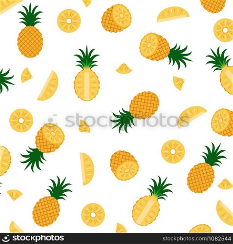 Vector illustration of pineapple pattern isolated on white background