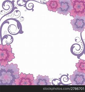 Vector illustration of pink and purple floral border pattern