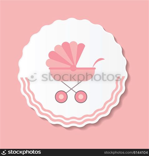 Vector Illustration of Pink Baby Carriage for Newborn Girl EPS10. Vector Illustration of Pink Baby Carriage for Newborn Girl