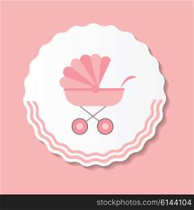 Vector Illustration of Pink Baby Carriage for Newborn Girl EPS10. Vector Illustration of Pink Baby Carriage for Newborn Girl