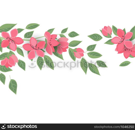 Vector illustration of pink flower. Romantic floral background. Romantic floral background