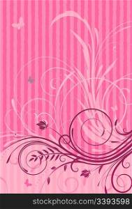Vector illustration of pink Grunge Floral Decorative background