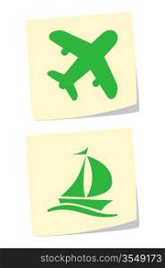 Vector Illustration of Plane and Ship Icons