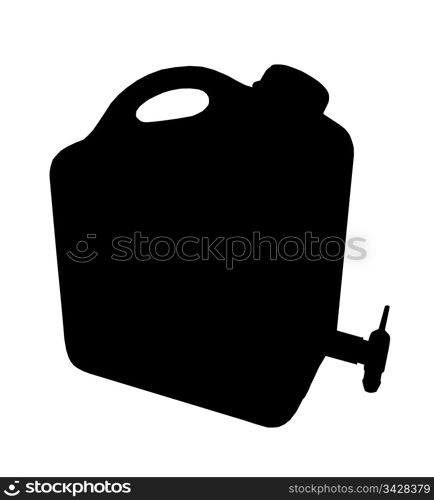 Vector Illustration of Plastic Bottle with Tap Silhouette Isolation