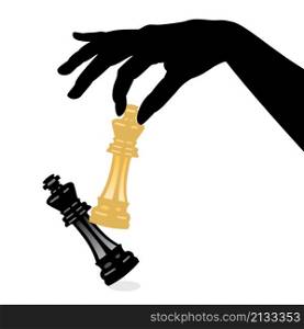 vector illustration of playing chess game and defeating the king