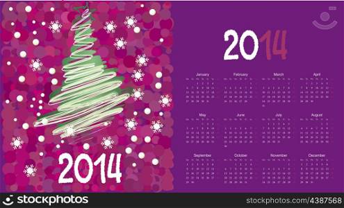 Vector illustration of postcard calendar to a new 2014 year