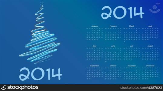 Vector illustration of postcard calendar to a new 2014 year