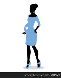 Vector illustration of Pregnant woman silhouette image