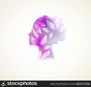 Vector illustration of Prifile woman with flowers
