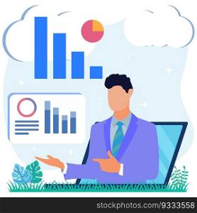 Vector illustration of productivity analysis concept of business growth development strategy. Dynamic elements of work success. Good job performance.