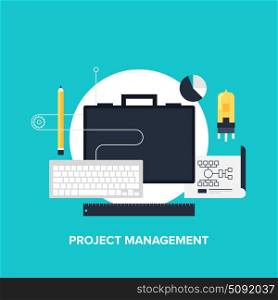Vector illustration of project management flat design concept.