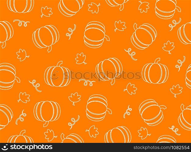 Vector illustration of pumpkin line art seamless pattern background