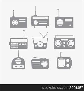 Vector illustration of Radio isolated objects set