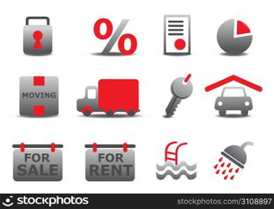 Vector illustration of real estate and moving icons set.You can use it for your website, application or presentation