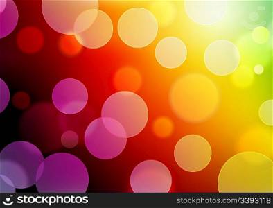 Vector illustration of red abstract glowing background with blurred neon light dots