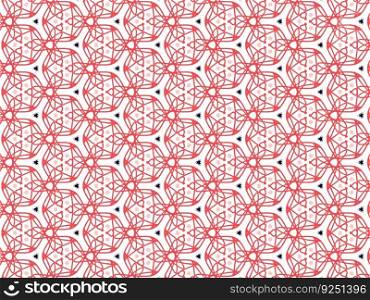 Vector Illustration of Red Abstract Mandala or Ikat Texture Seamless Pattern for Wallpaper Background.

