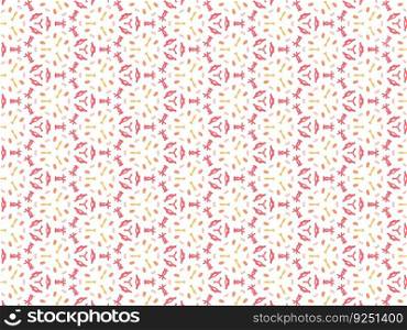 Vector Illustration of Red and Yellow Abstract Mandala or Ikat Texture Seamless Pattern for Wallpaper Background.
