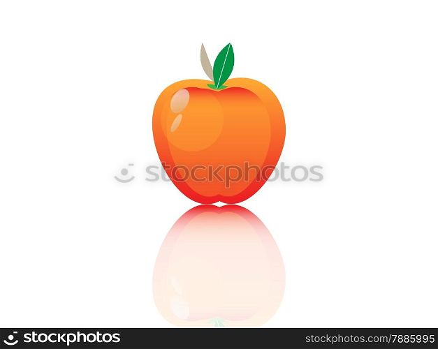 Vector illustration of red apple on white background