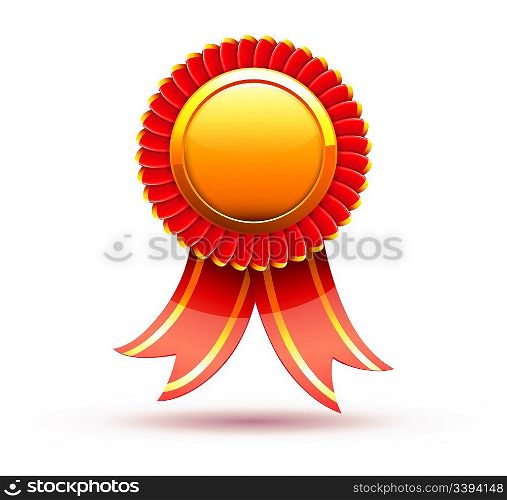 Vector illustration of red badge and ribbon