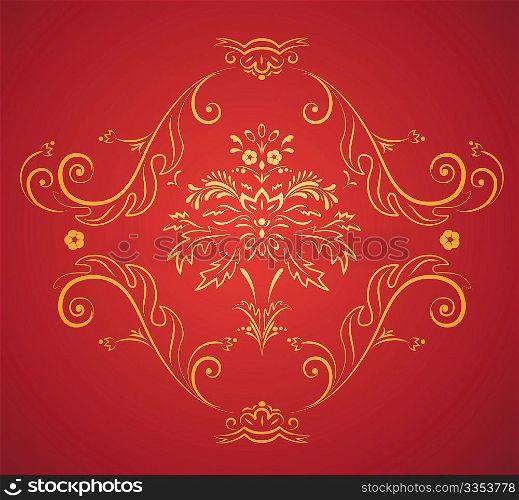 Vector illustration of red elegant Victorian retro motif wallpaper Pattern
