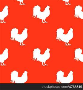 Vector Illustration of Red Fire Rooster, Symbol of 2017 Year on the Chinese Calendar Seamless Pattern Background. EPS10