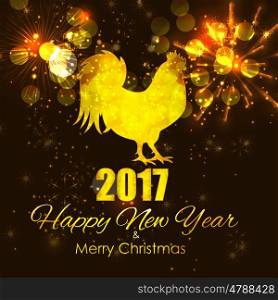 Vector Illustration of Red Fire Rooster, Symbol of 2017 Year on the Chinese Calendar. Happy New Year and Merry Christmas Background. EPS10