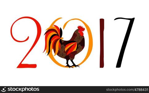 Vector Illustration of Red Fire Rooster, Symbol of 2017 Year on the Chinese Calendar. EPS10