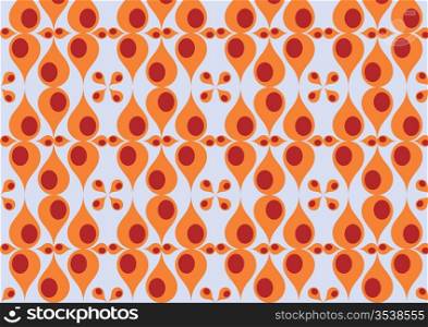 Vector illustration of red - orange drops retro abstract funky pattern