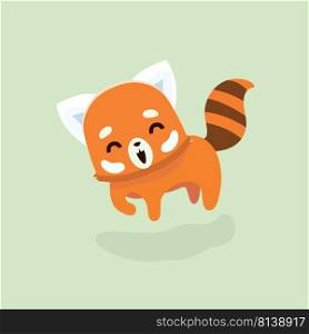 Vector illustration of red panda cartoon sty≤on pastel background. . Vector illustration of red panda cartoon sty≤