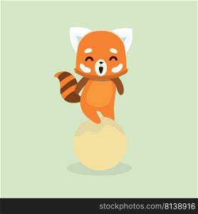 Vector illustration of red panda cartoon style on pastel background. . Vector illustration of red panda cartoon style 