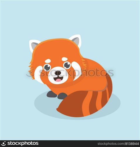 Vector illustration of red panda cartoon style on pastel background. . Vector illustration of red panda cartoon style 
