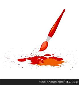 Vector illustration of red spots with a brush of red paint
